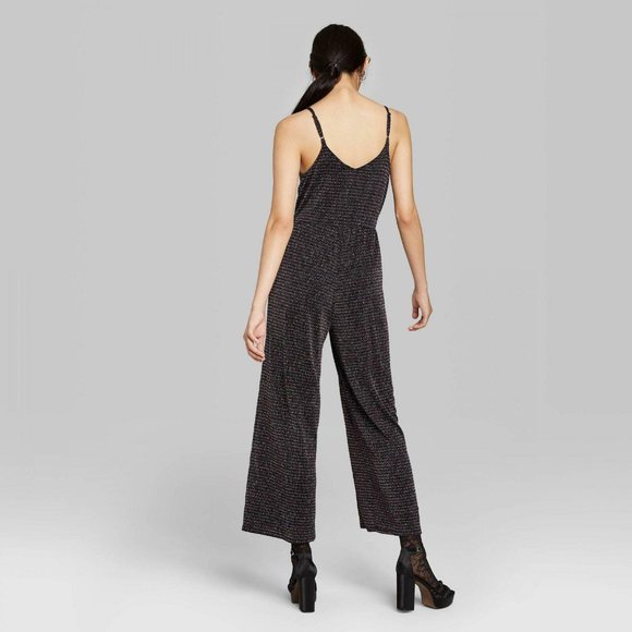 NWT Wild Fable Sparkle Wrap Jumpsuit Medium Black - Picture 2 of 3